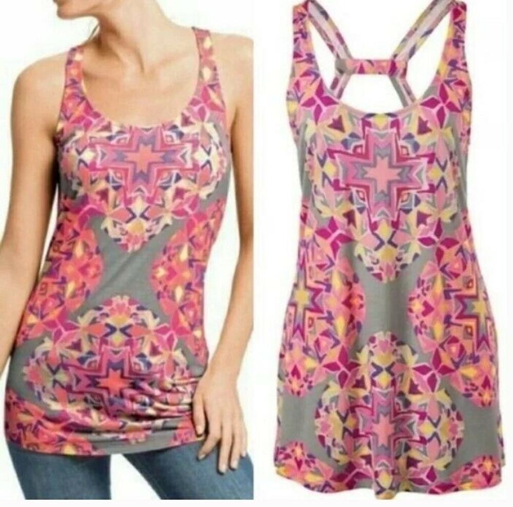 CAbi Harmony Racerback Southwest Geo Print Sleeveless Tank Top Pink Womens Small